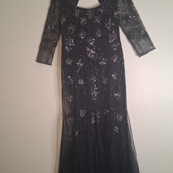 Adrianna Papell Black Midi Dress with Silver Embellishments - Picture 2 of 7